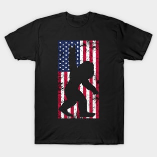 Patriotic Myth: Retro Bigfoot Meets July 4th T-Shirt